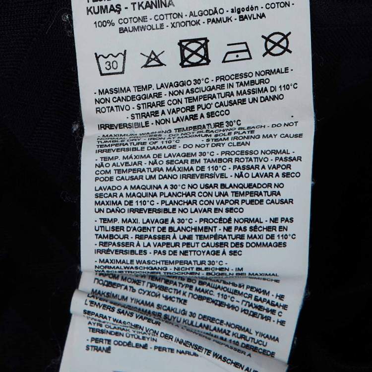 Pre Owned Emporio Armani Midnight Blue Zig Zag Pattern Cotton Crew Neck T-Shirt XL