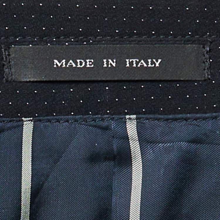 Pre Owned Emporio Armani Navy Blue Dotted Wool Vest Detail Blazer XXL