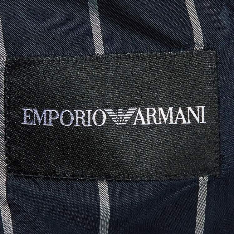 Pre Owned Emporio Armani Navy Blue Dotted Wool Vest Detail Blazer XXL