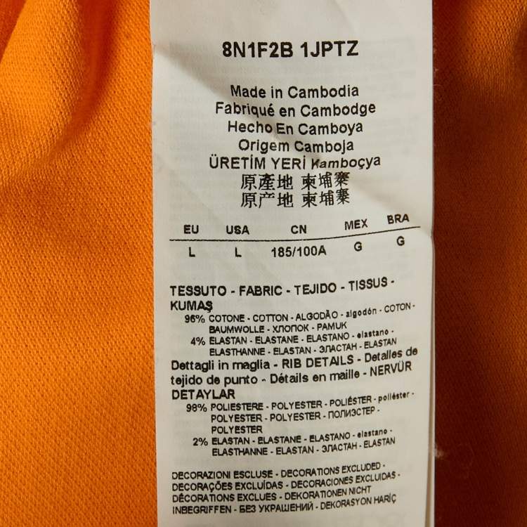 Pre Owned Emporio Armani Orange Logo Print Pique Polo T-Shirt L