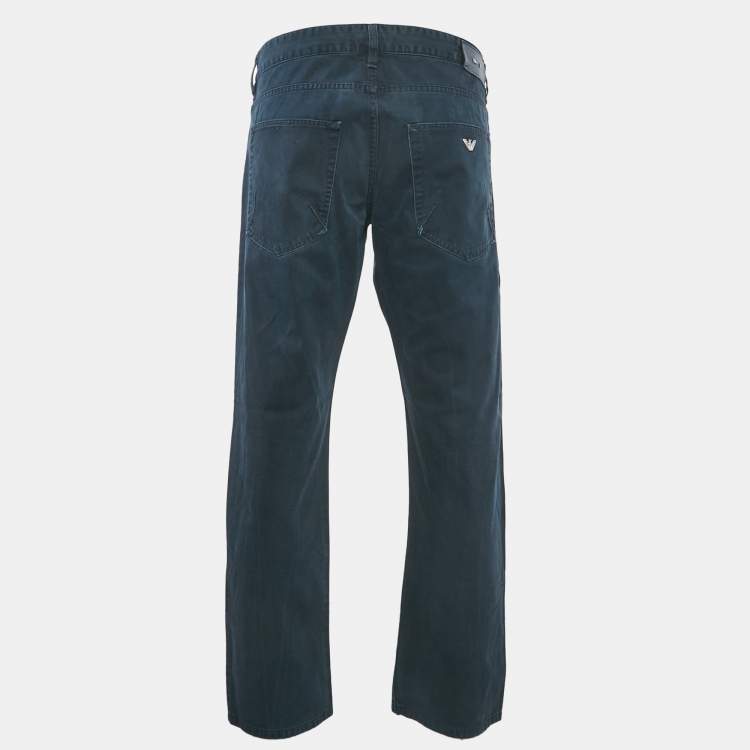 Pre Owned Emporio Armani Blue Cotton Jeans XXL/Waist 38"