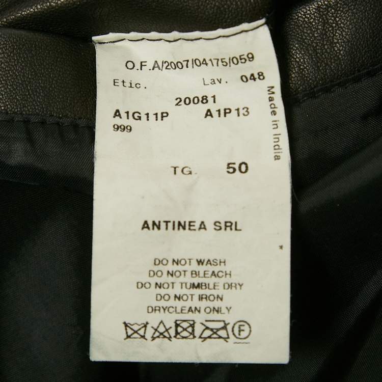 مملوكة مسبقًا Emporio Armani Black  Leather Button Front Blazer L