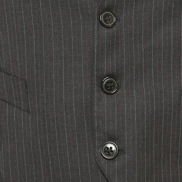 Pre Owned Emporio Armani Grey Pinstriped Wool Vest L