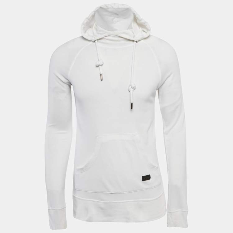 مملوكة مسبقًا Emporio Armani White Modal Knit Hooded Sweatshirt M