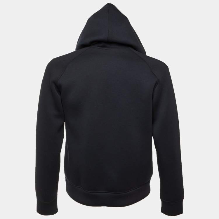 Pre Owned Emporio Armani Midnight Blue Jersey Logo Embroidered Hoodie S