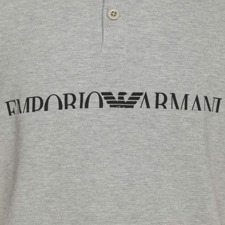 Pre Owned Emporio Armani Grey Jersey Polo T-Shirt XXL