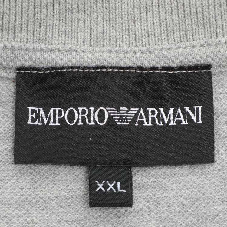 Pre Owned Emporio Armani Grey Jersey Polo T-Shirt XXL