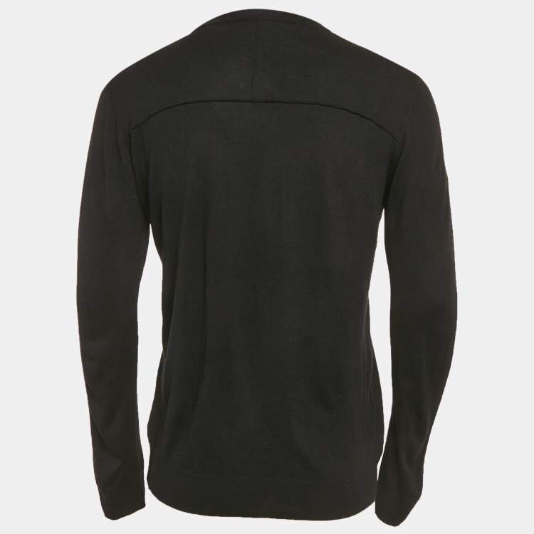 Pre Owned Emporio Armani Black Knit V-Neck Sweater M