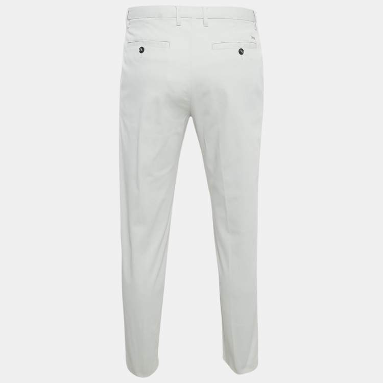 Pre Owned Emporio Armani Grey Cotton Drill Trousers M