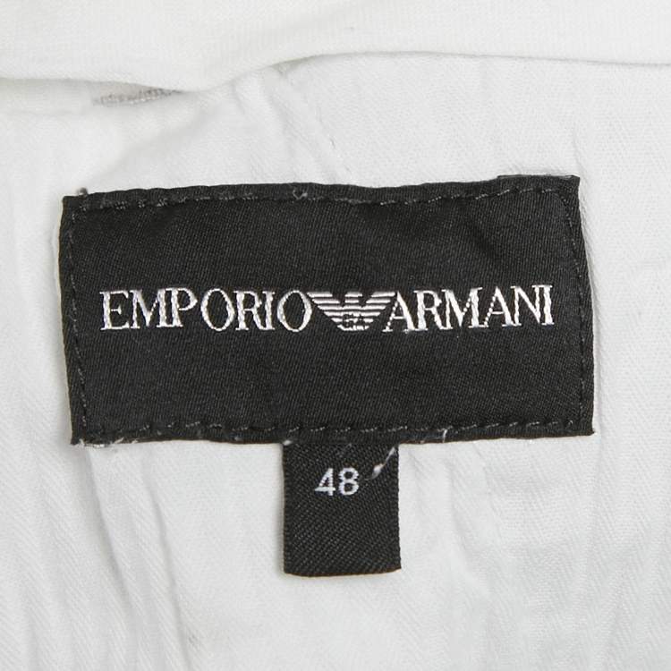 Pre Owned Emporio Armani Grey Cotton Drill Trousers M