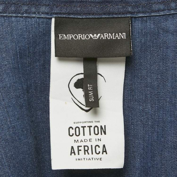 Pre Owned Emporio Armani Blue Chambray Long Sleeve Shirt XL