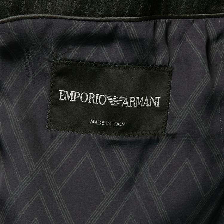 Pre Owned Emporio Armani Charcoal Grey Pinstripe Wool Blazer XXXL