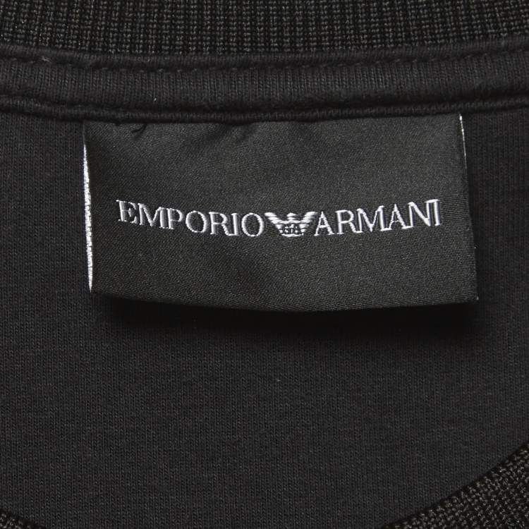 Pre Owned Emporio Armani Black Technical Jersey Logo Embroidered Sweatshirt S