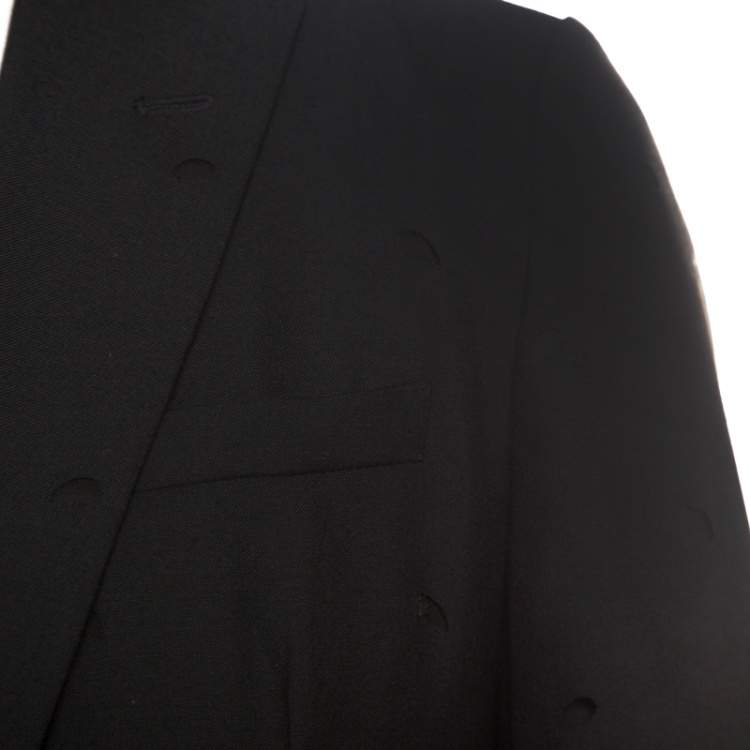 Pre Owned Emporio Armani Black Paisley Cutout Detail Blazer XL