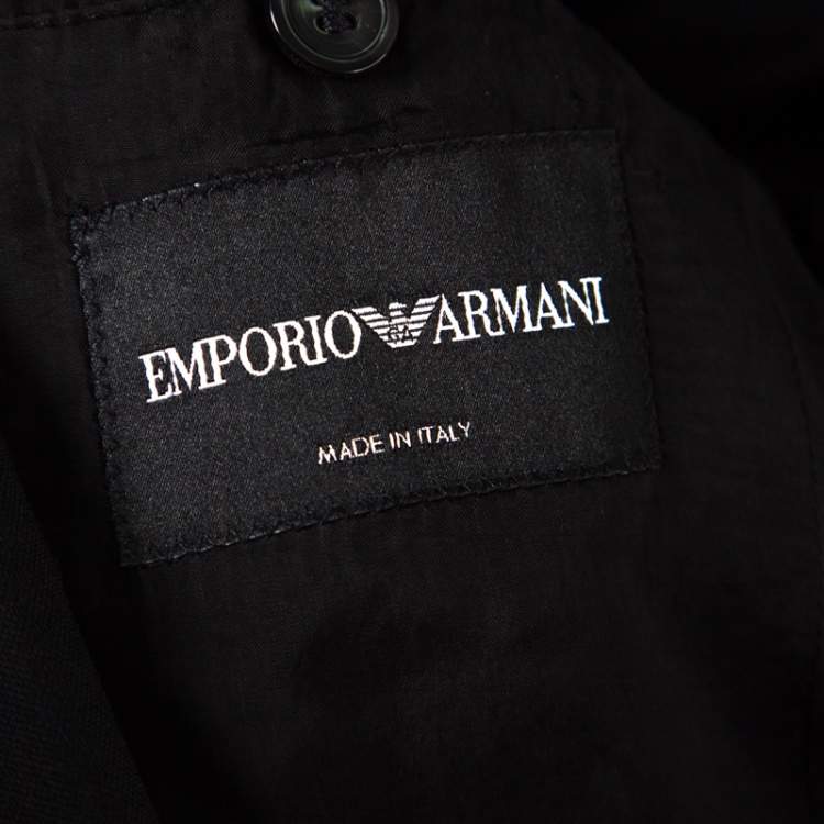 Pre Owned Emporio Armani Black Paisley Cutout Detail Blazer XL