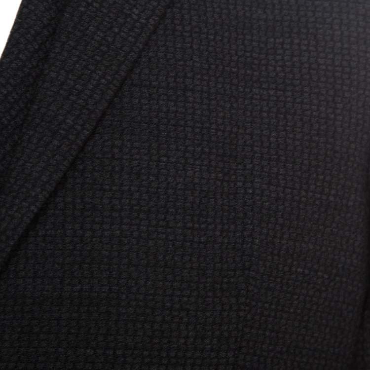 Pre Owned Emporio Armani Grey Textured Wool Double Lapel Blazer XXL