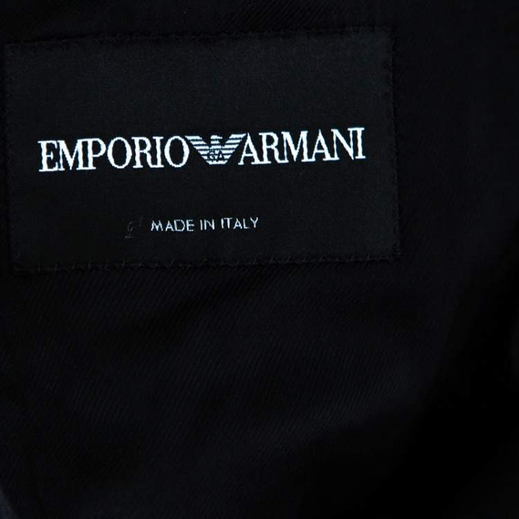 Pre Owned Emporio Armani Grey Textured Wool Double Lapel Blazer XXL