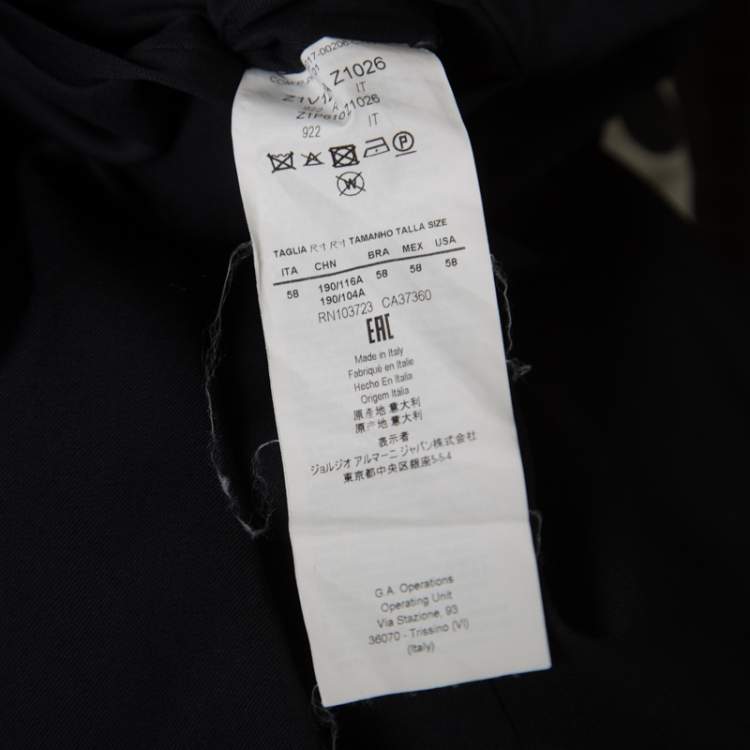 Pre Owned Emporio Armani Navy Blue Wool Tailored Formal Trousers 4 XL