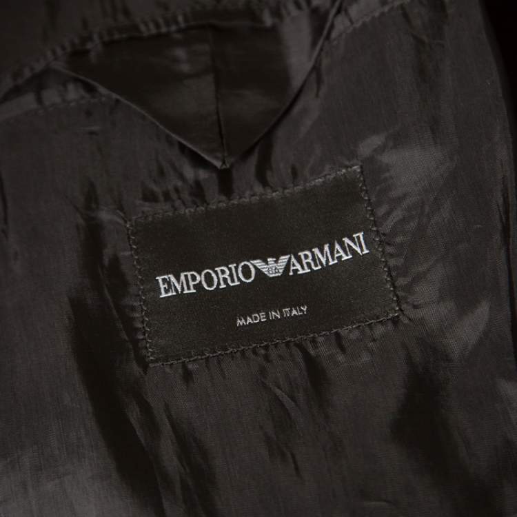 مملوكة مسبقًا Emporio Armani Black Textured Knit Zip Front Double Breasted Blazer S