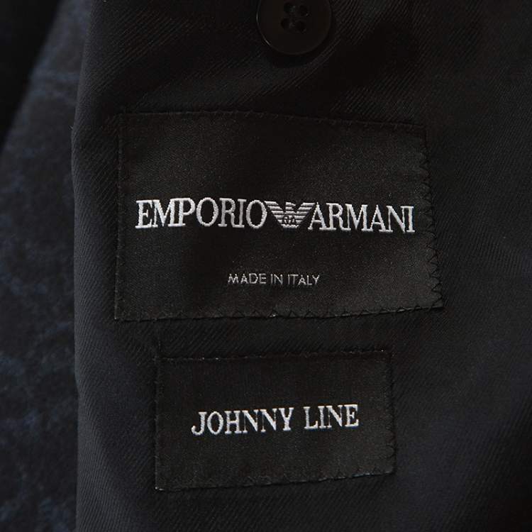 Pre Owned Emporio Armani Black Jacquard Wool Tailored Johnny Line Blazer M