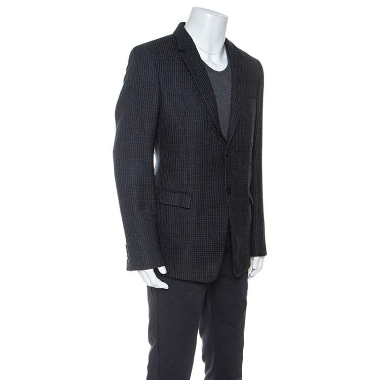 Emporio Armani Black Wool Knit David Line Blazer 3XL Emporio