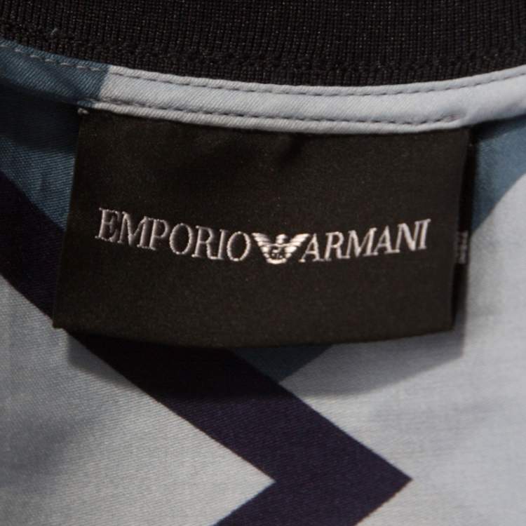 مملوكة مسبقًا Emporio Armani Blue Geometric Printed Cotton Long Sleeve Shirt M