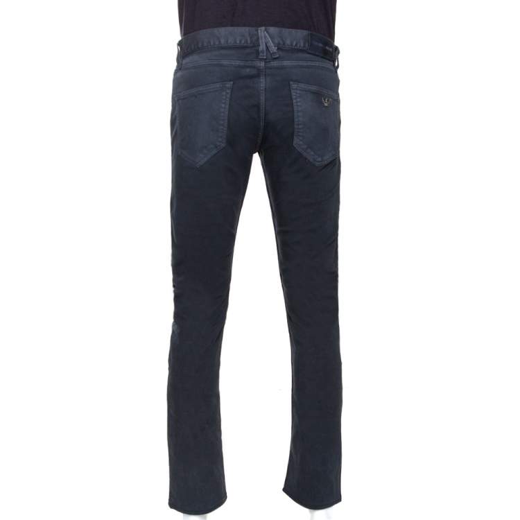 مملوكة مسبقًا Emporio Armani Dark Grey Overdyed Denim Slim Fit Jeans L
