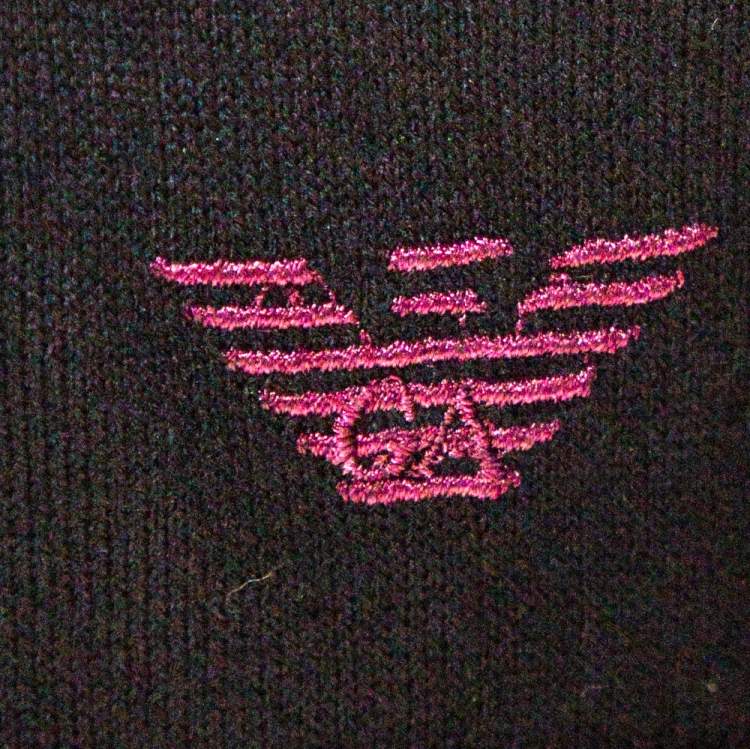 Pre Owned Emporio Armani Bicolor Wool Colorblock Cardigan L 