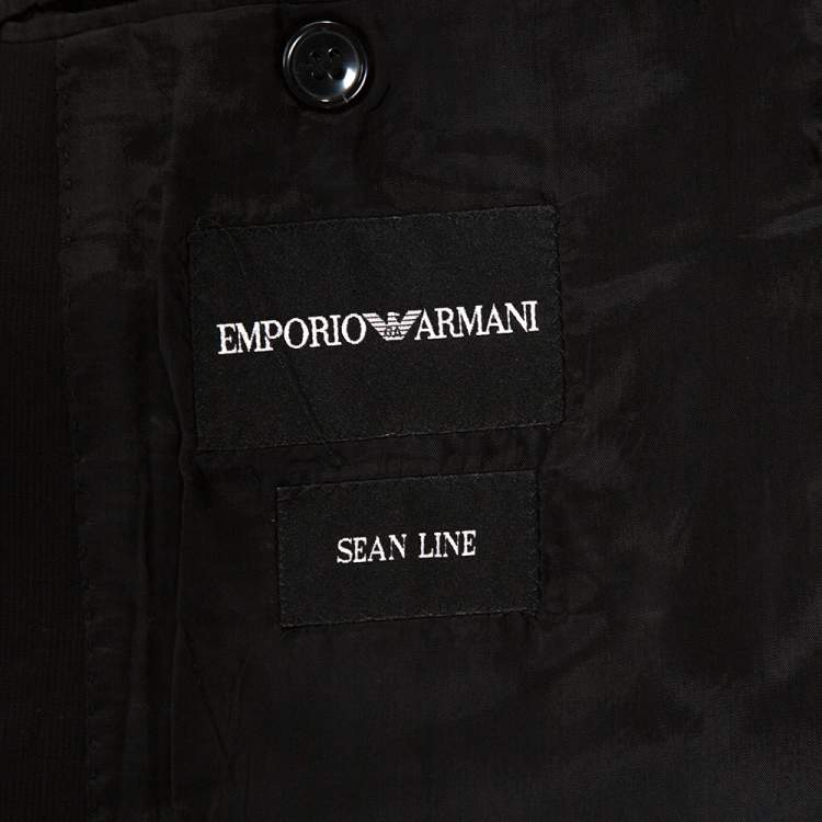 Pre Owned Emporio Armani Black Stretch Wool Sean Line Blazer S