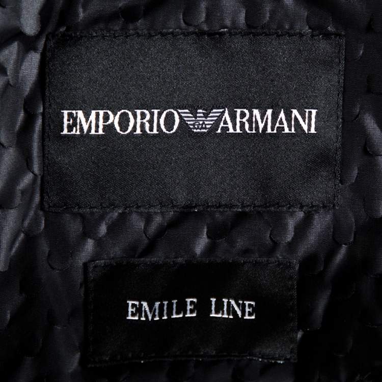مملوكة مسبقًا Emporio Armani Black Perforated Emile Line Jacket XL
