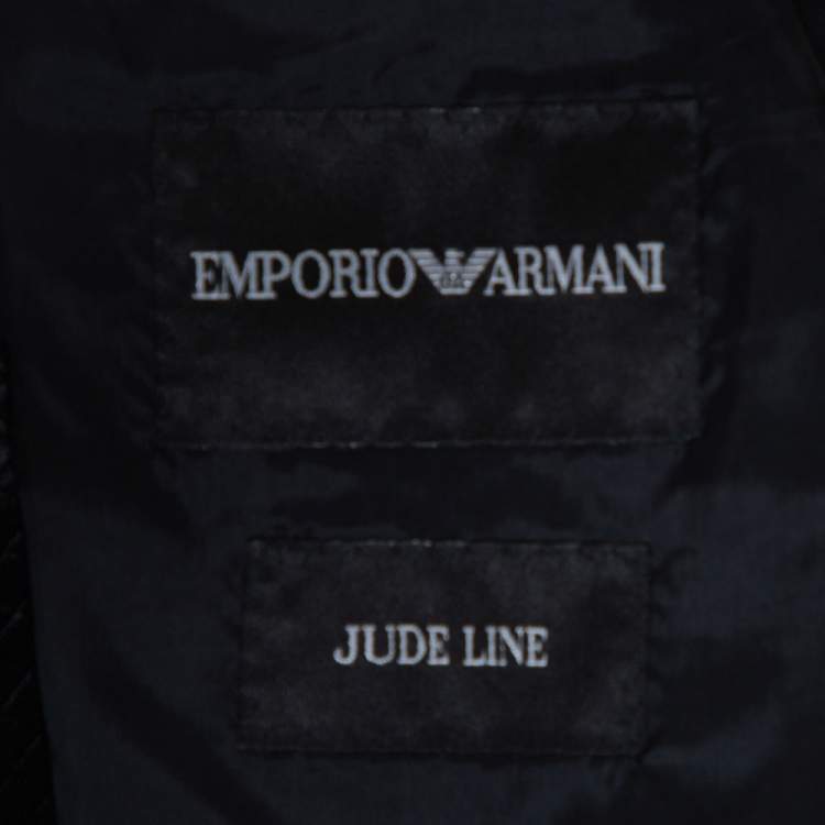 Pre Owned Emporio Armani Black Diamond Pattern Velvet Jude Line Jacket L