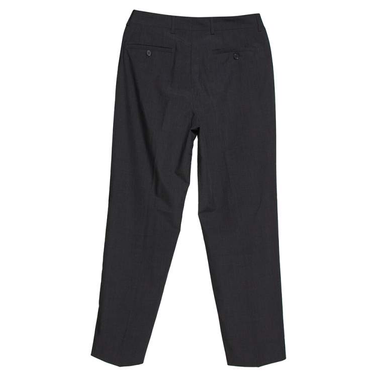 Pre Owned Emporio Armani Charcoal Grey Wool Blend Trousers S 