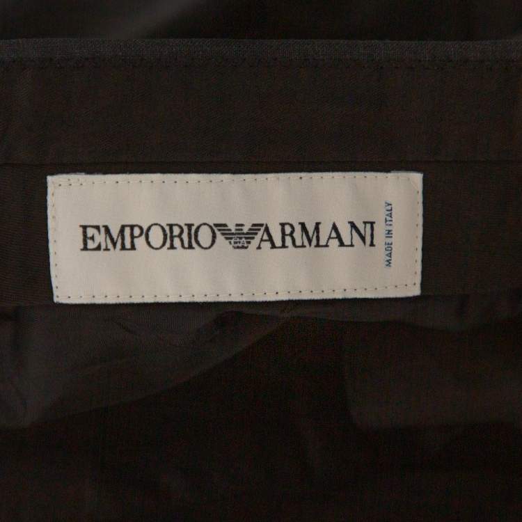 Pre Owned Emporio Armani Charcoal Grey Wool Blend Trousers S 