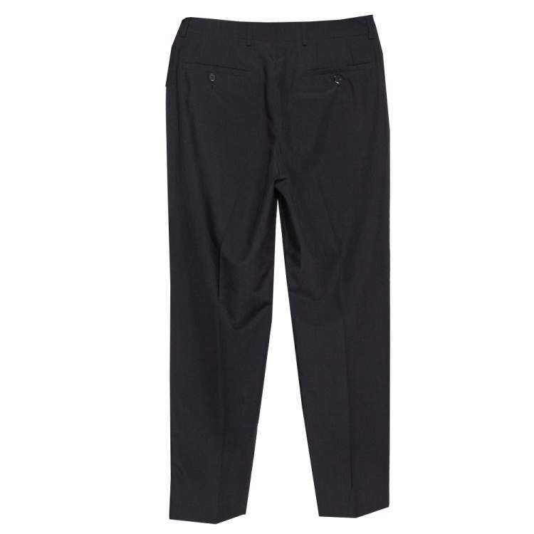 Pre Owned Emporio Armani Black Wool Blend Trousers S