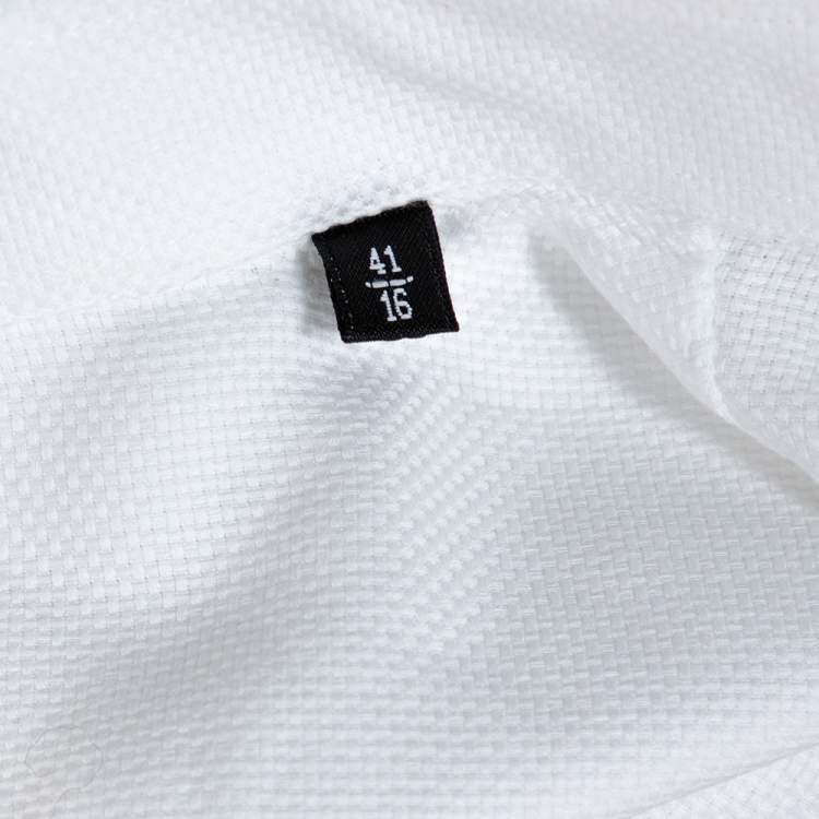 مملوكة مسبقًا Emporio Armani White Cotton Jacquard Button Front Shirt L