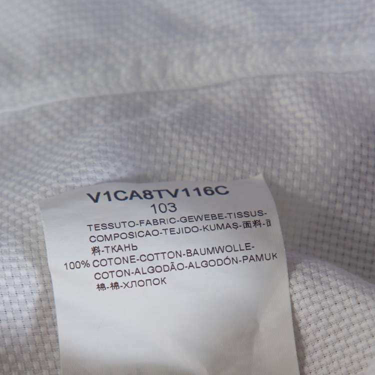 مملوكة مسبقًا Emporio Armani White Cotton Jacquard Button Front Shirt L
