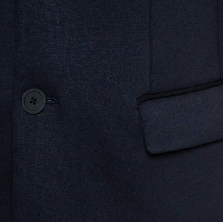 Pre Owned Emporio Armani Navy Blue Cotton Blend Notched Lapels Blazer XL