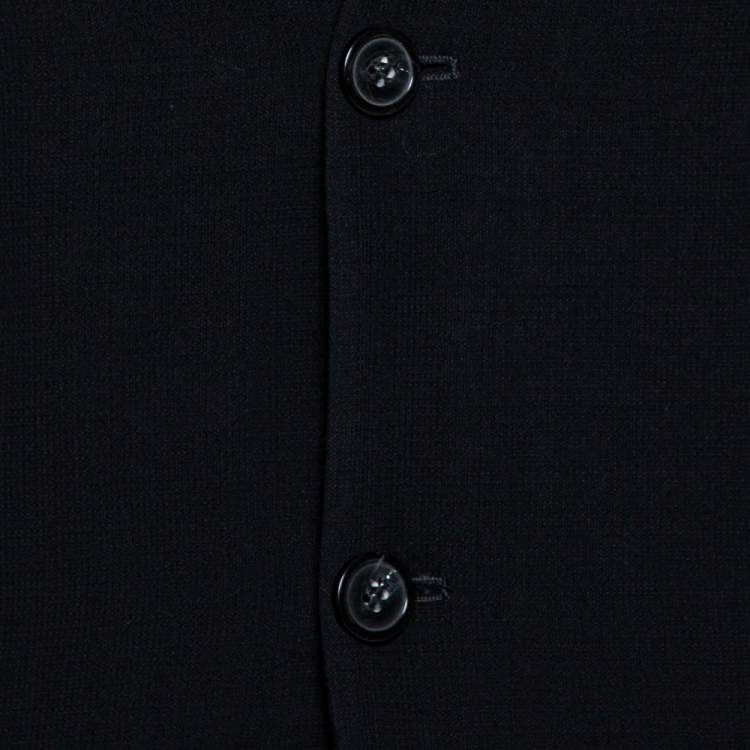Pre Owned Emporio Armani Black Stretch Wool Two Button Blazer M