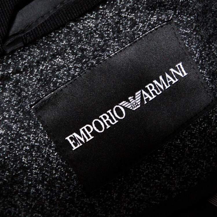 Pre Owned Emporio Armani Black Wool Bomber Jacket L