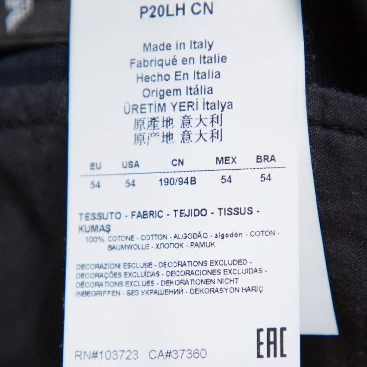 Pre Owned Emporio Armani Navy Blue Self Checked Cotton Drawstring Trousers XXL