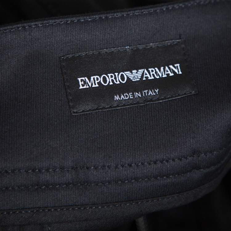 Pre Owned Emporio Armani Black Cotton High Waist Tailored Trousers XL
