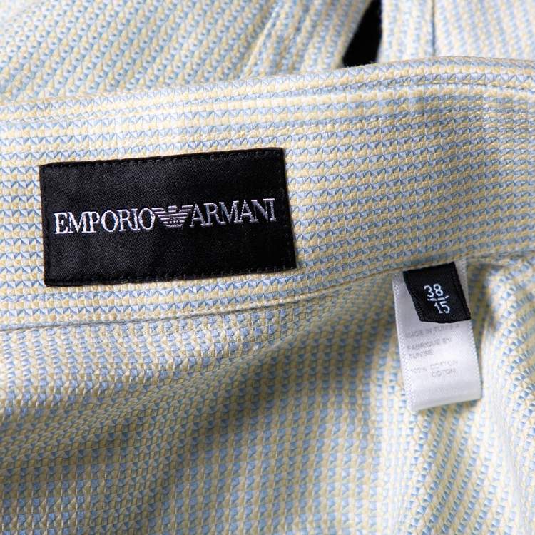 Pre Owned Emporio Armani Light Green Cotton Button Front Shirt S