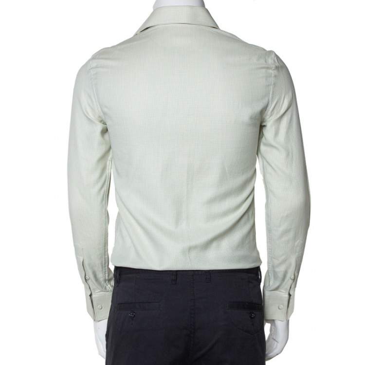Pre Owned Emporio Armani Light Green Cotton Button Front Shirt S