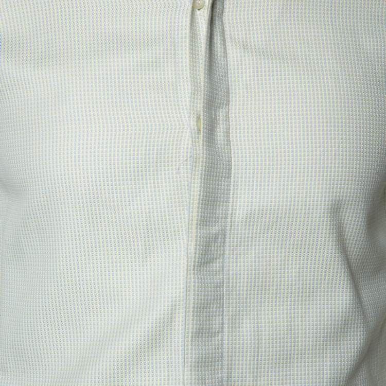 Pre Owned Emporio Armani Light Green Cotton Button Front Shirt S