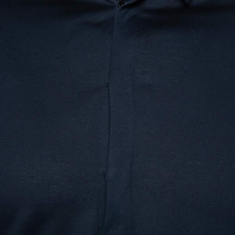 Pre Owned Emporio Armani Navy Blue Stretch Cotton Button Front Shirt M