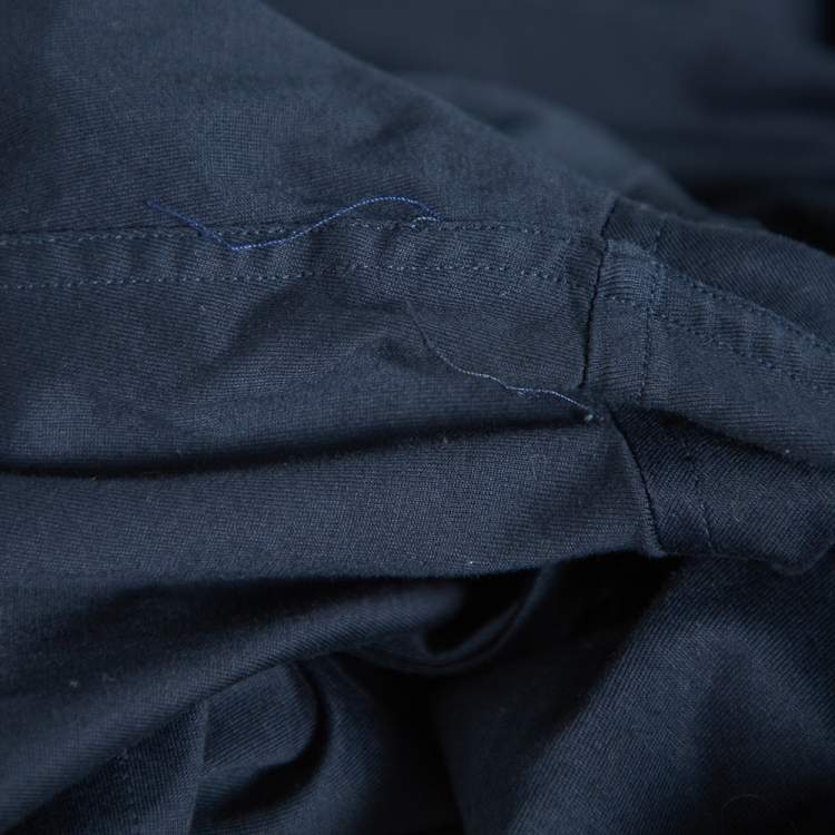 Pre Owned Emporio Armani Navy Blue Stretch Cotton Button Front Shirt M