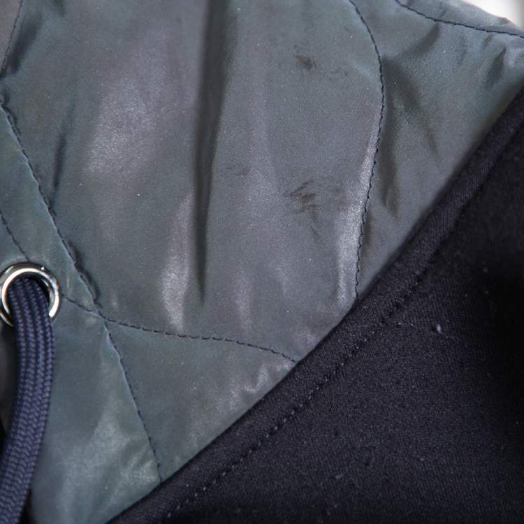 مملوكة مسبقًا Emporio Armani Black Knit Quilted Detail Hooded Sweatshirt XL