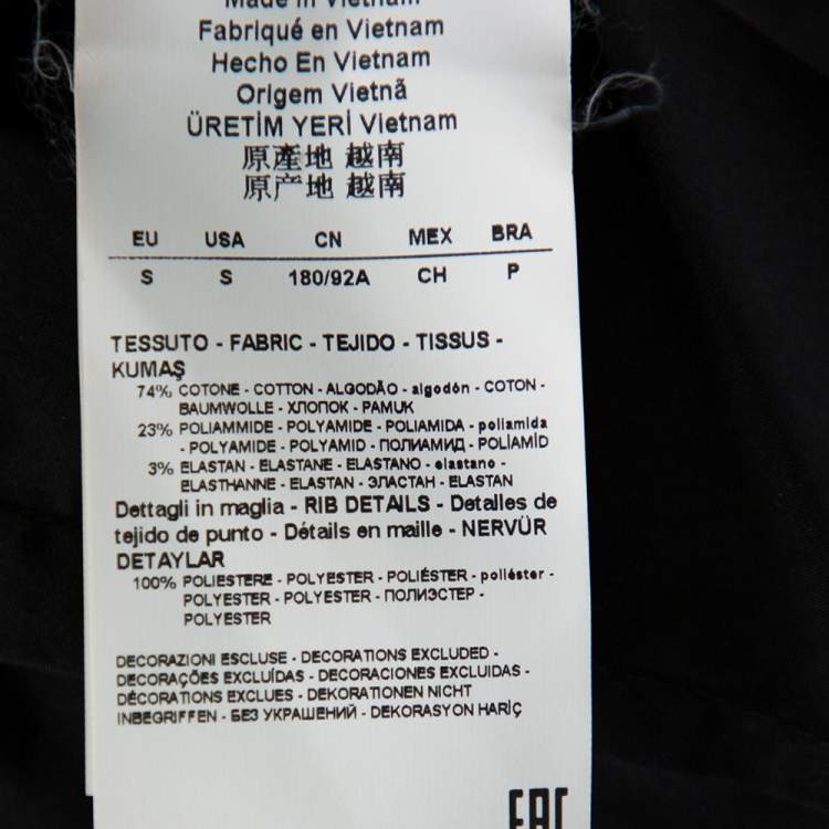 Pre Owned Emporio Armani Black Cotton Knit Trim Detail Button Front Shirt S