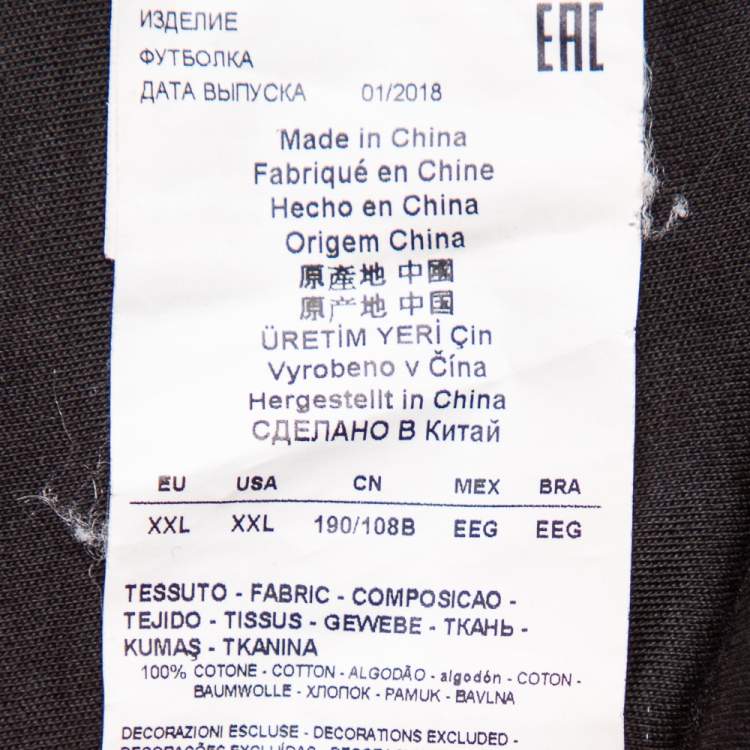 مملوكة مسبقًا Emporio Armani Black Logo Embroidered Cotton Crewneck T-Shirt XXL