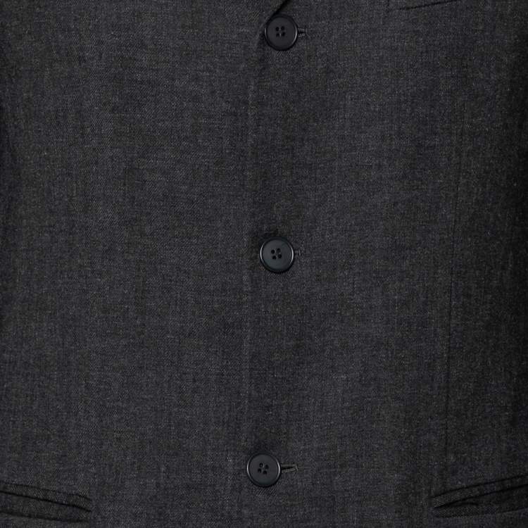 Pre Owned Emporio Armani Charcoal Grey Wool Button Front Blazer M